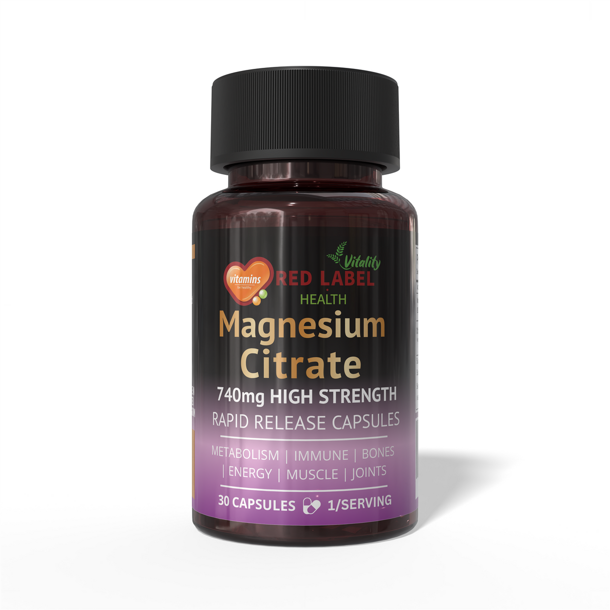 Magnesium Citrate 740mg 30 Capsules High Strength Fatigue & PMS