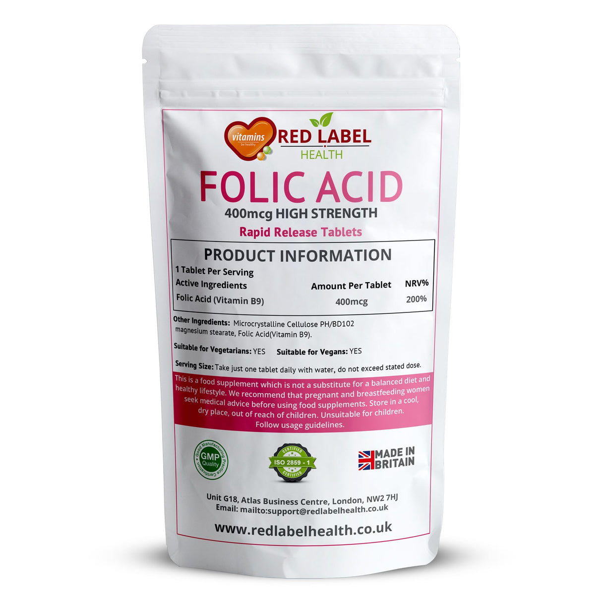 Folic Acid 400mcg - 120 Tablets