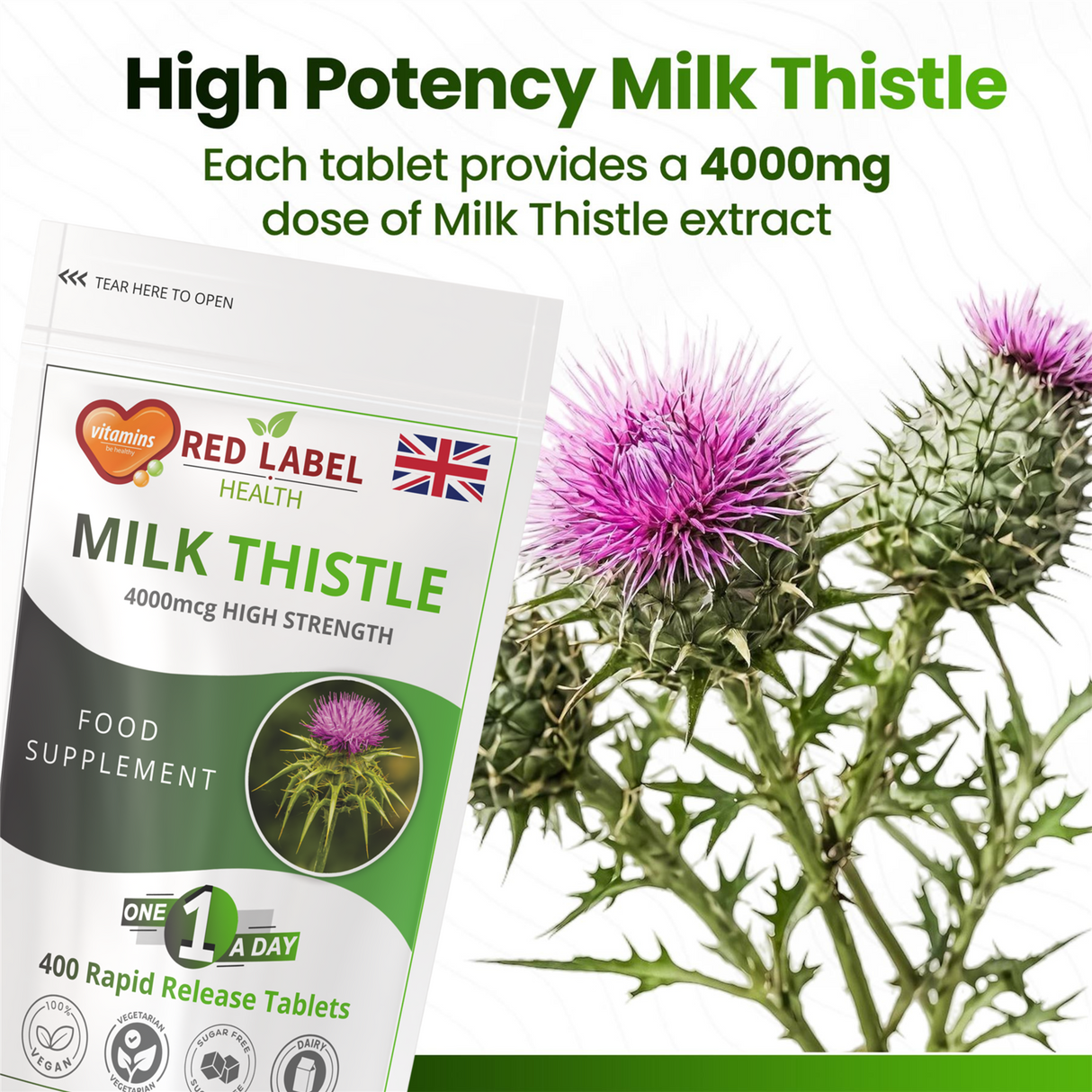Milk Thistle Extract 4000mg - 400 Tablets