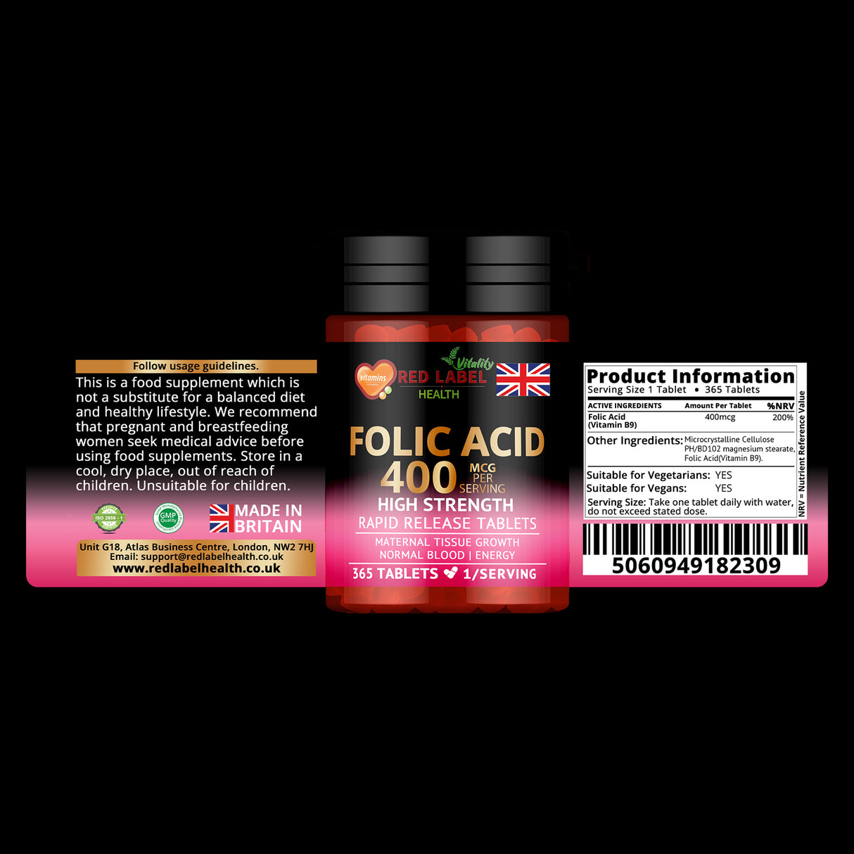 Folic Acid 400mcg - 365 Tablets