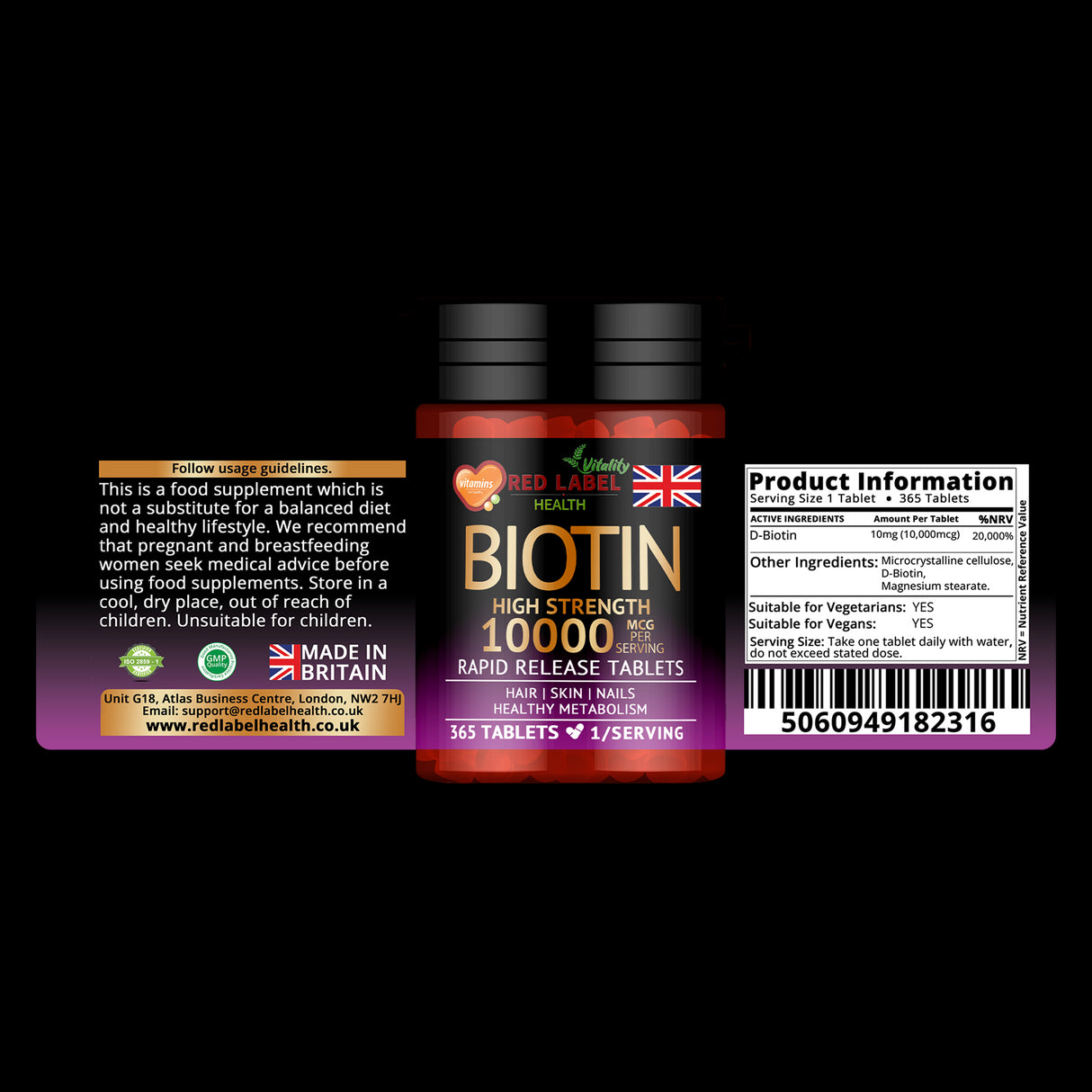Biotin 10mg - 365 Tablets