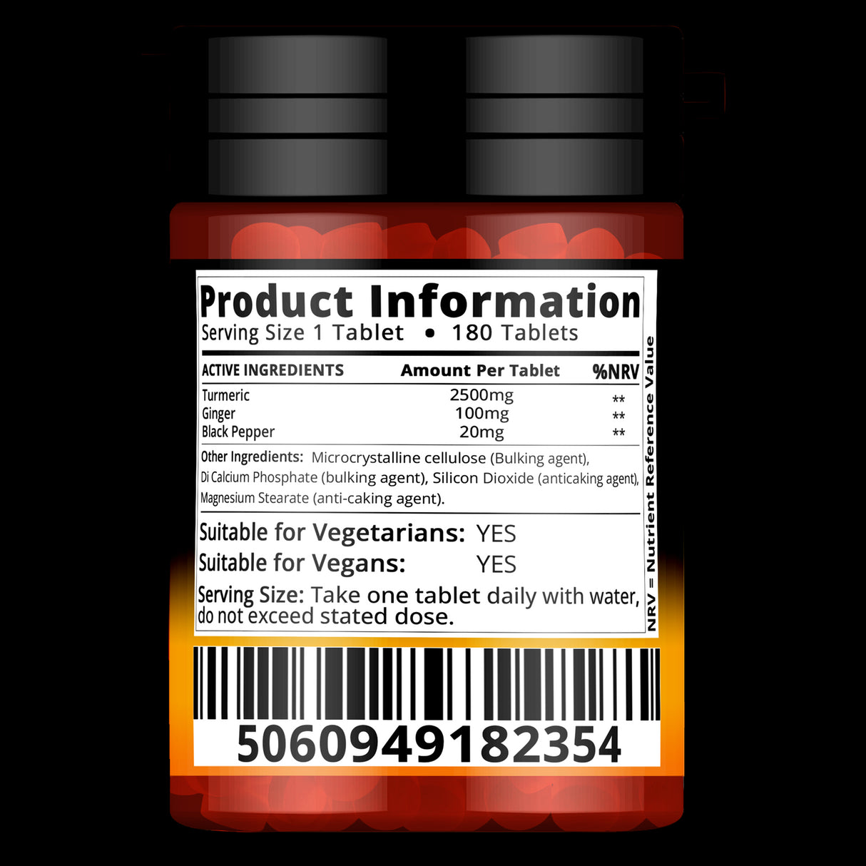 Turmeric 180 Tablets 2620mg with Black Pepper & Ginger