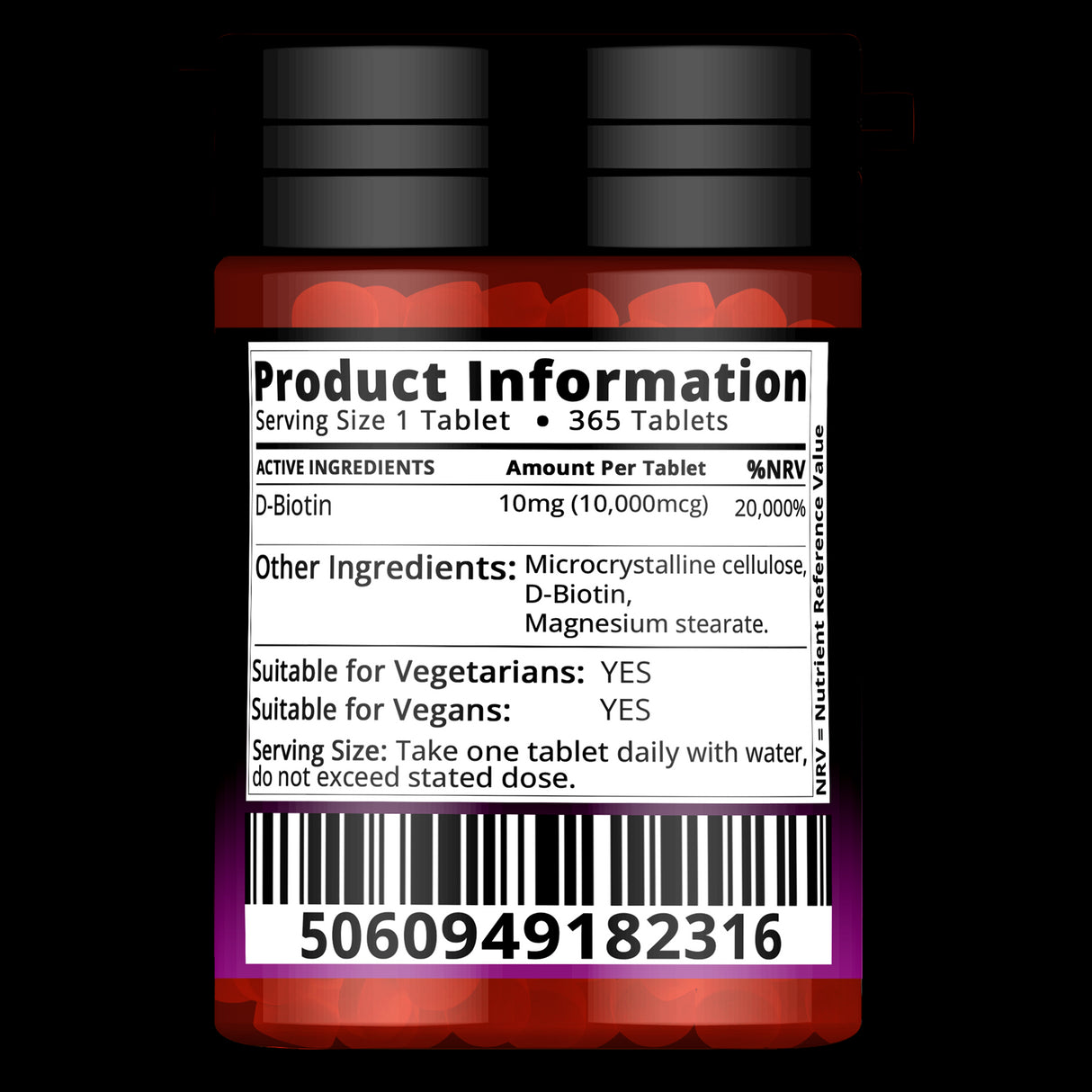 Biotin 10mg - 365 Tablets