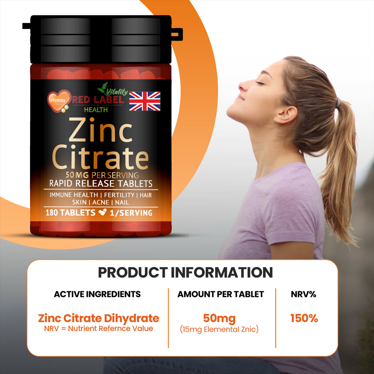 Zinc Citrate 50mg - 180 Tablets