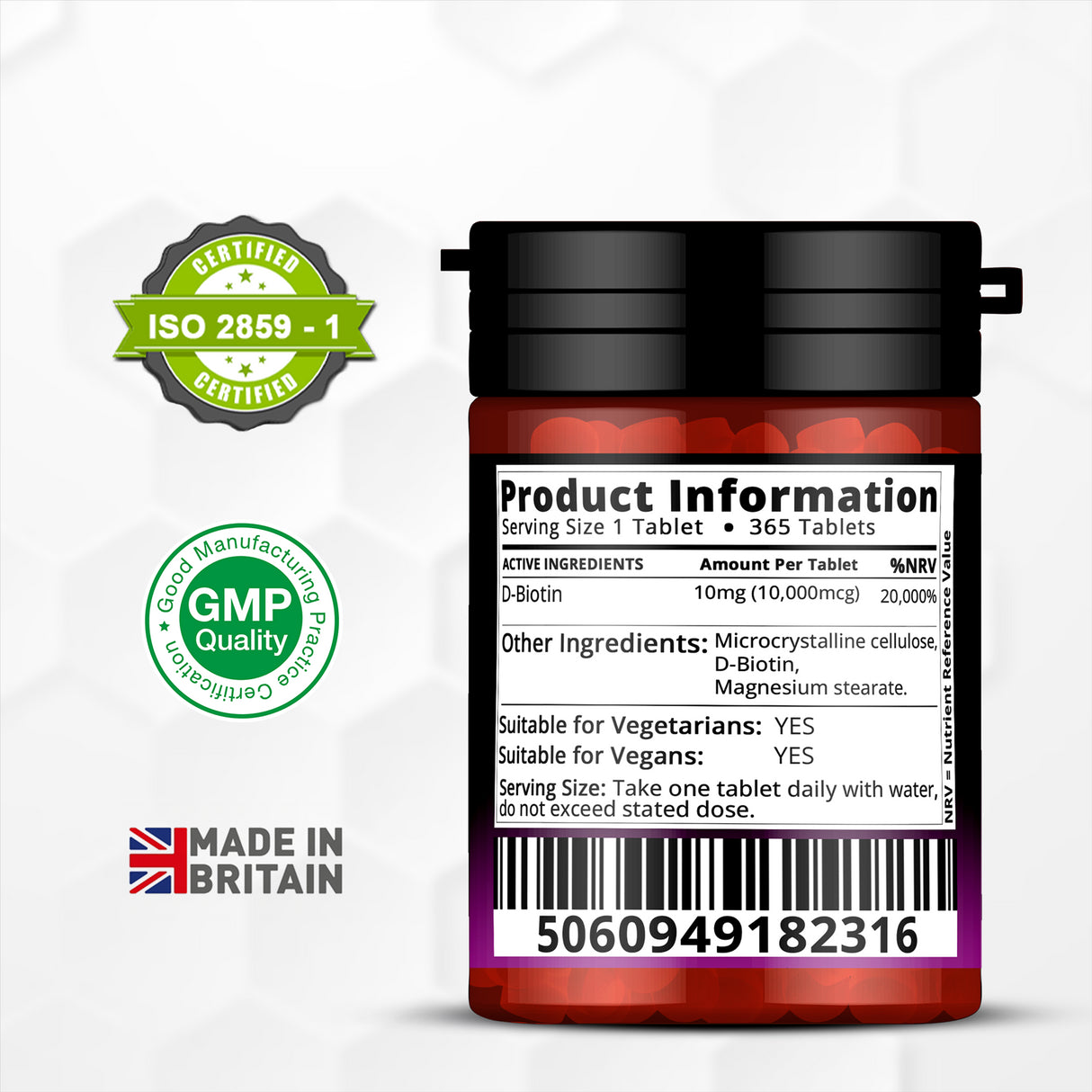 Biotin 10mg - 365 Tablets