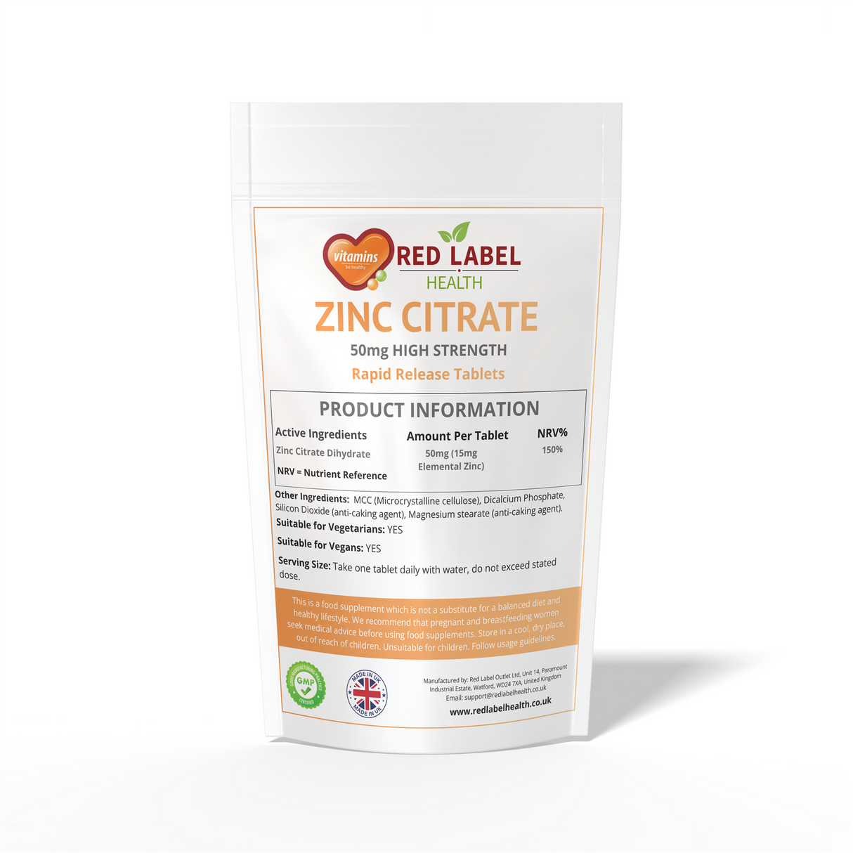 Zinc Citrate 50mg - 365 Tablets