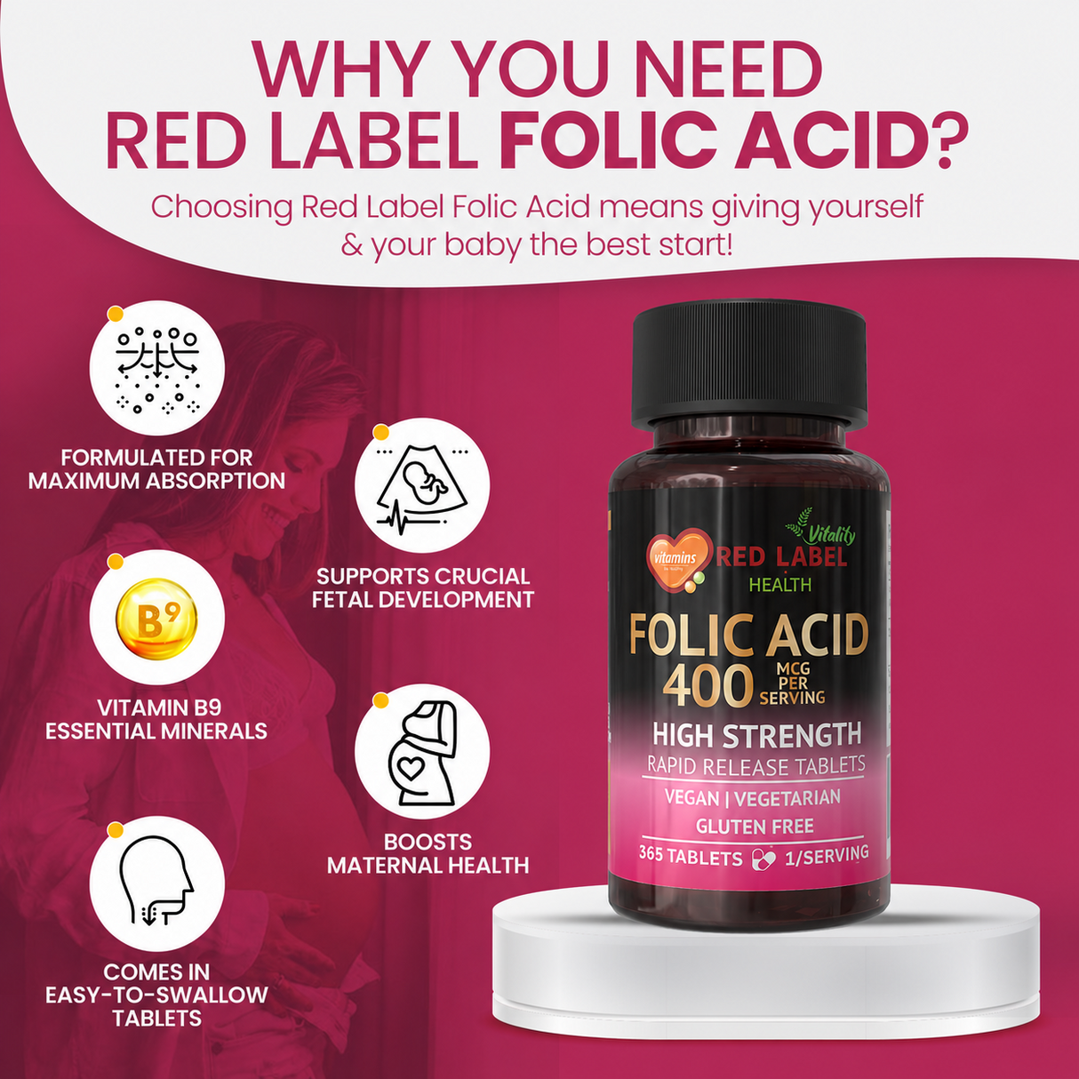 Folic Acid 400mcg - 365 Tablets