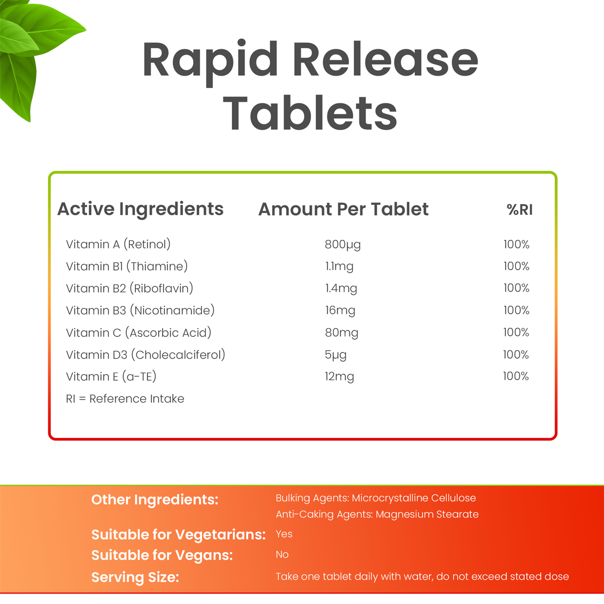 Multi Vitamins And Minerals - 180 Tablets