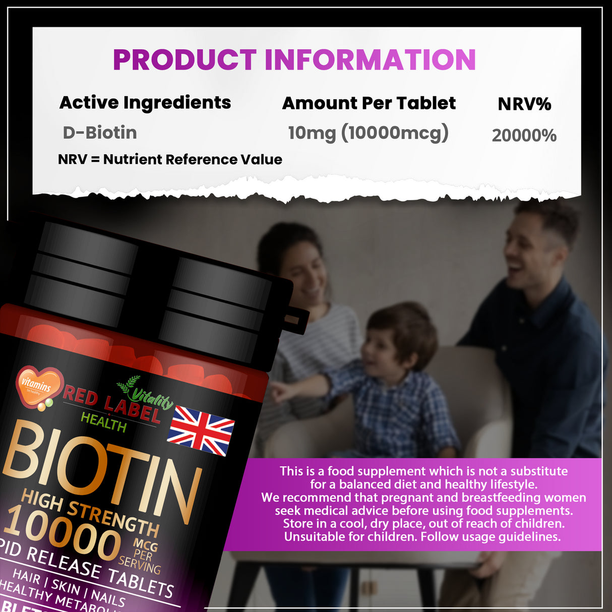 Biotin 10mg - 365 Tablets