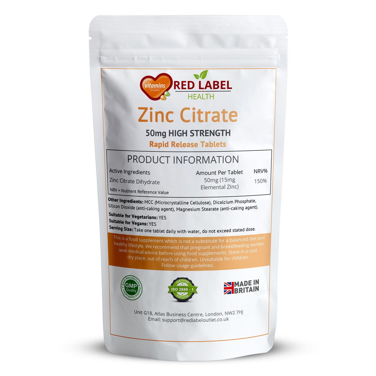 Zinc Citrate 50mg - 100 Tablets