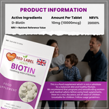 Biotin 10mg - 100 Tablets