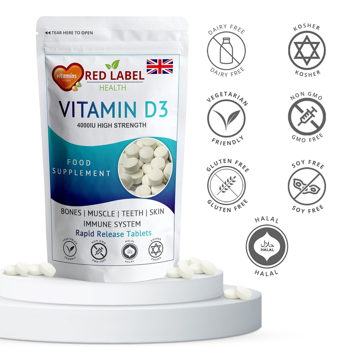 Vitamin D3 4000IU - 200 Tablets