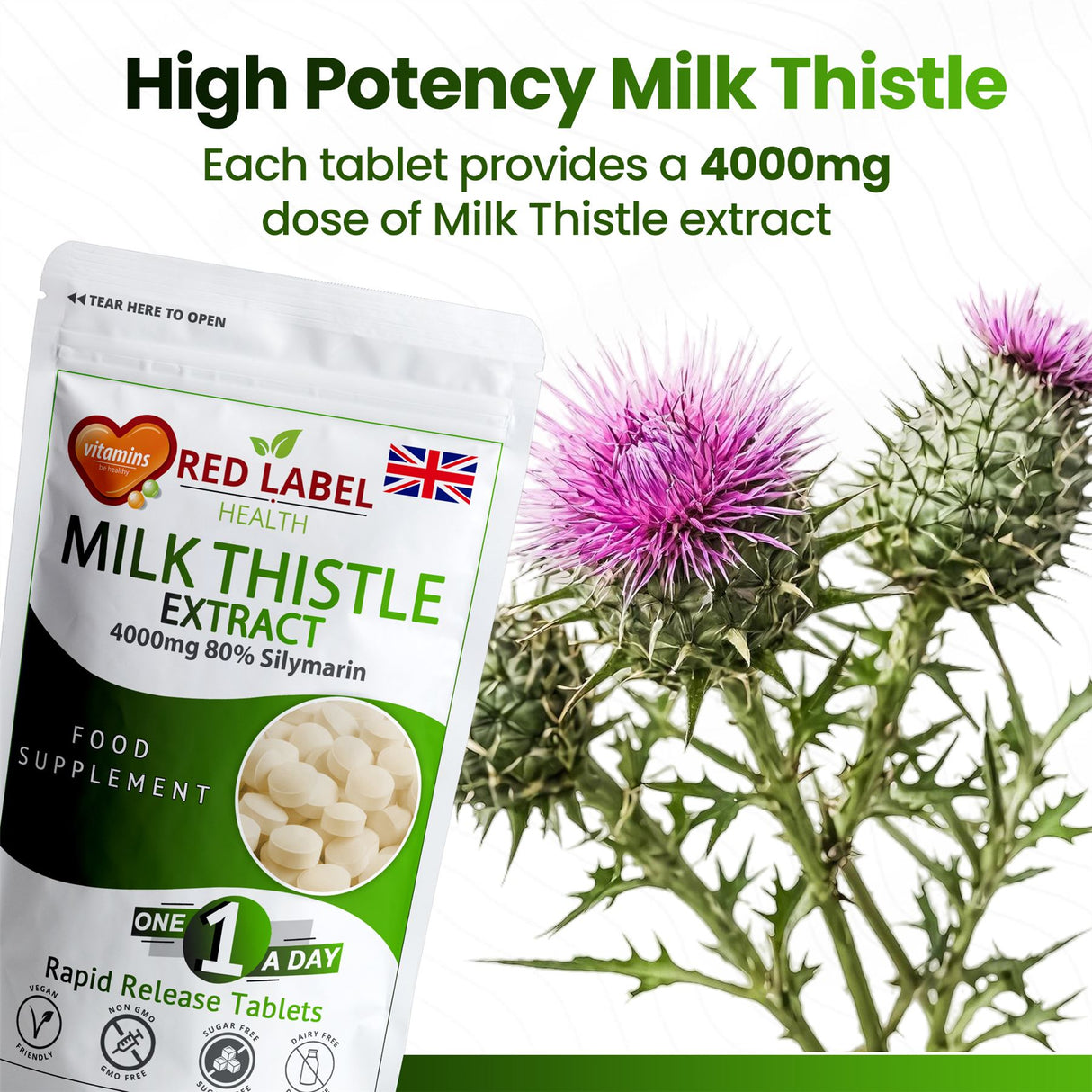 Milk Thistle Extract 4000mg - 365 Tablets