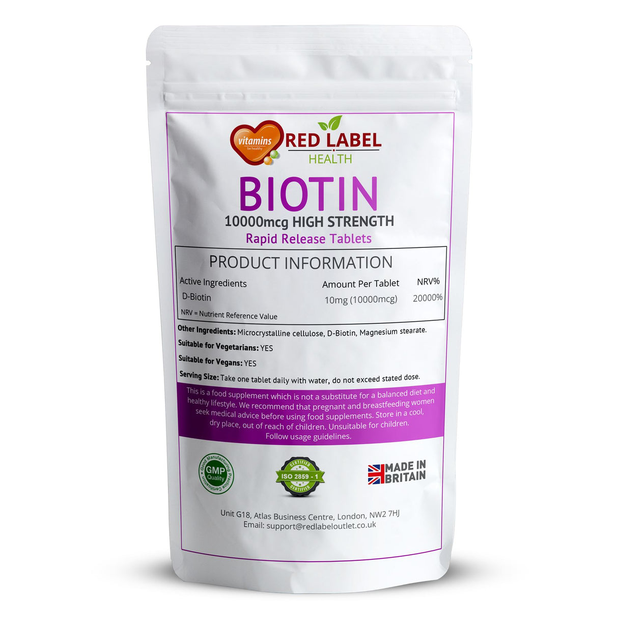 Biotin 10mg - 180 Tablets
