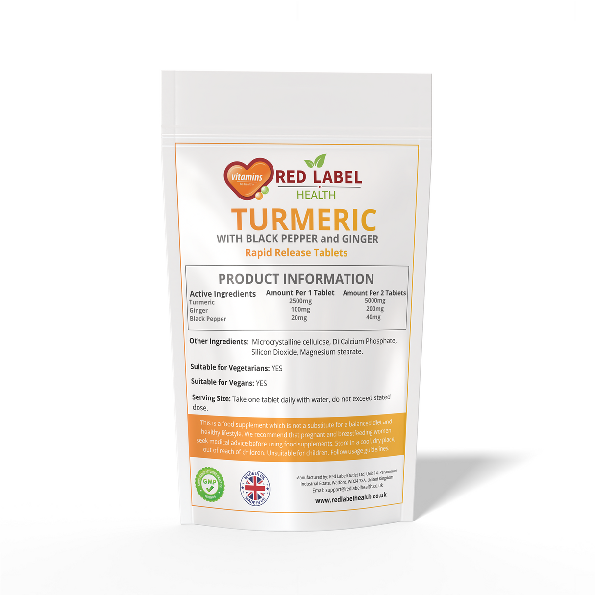 Turmeric 90 Tablets 2620mg with Black Pepper & Ginger