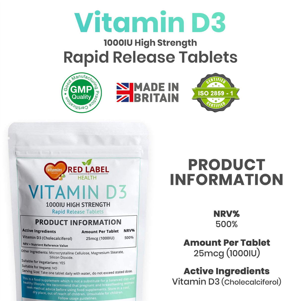 Vitamin D3 1000IU - 400 Tablets