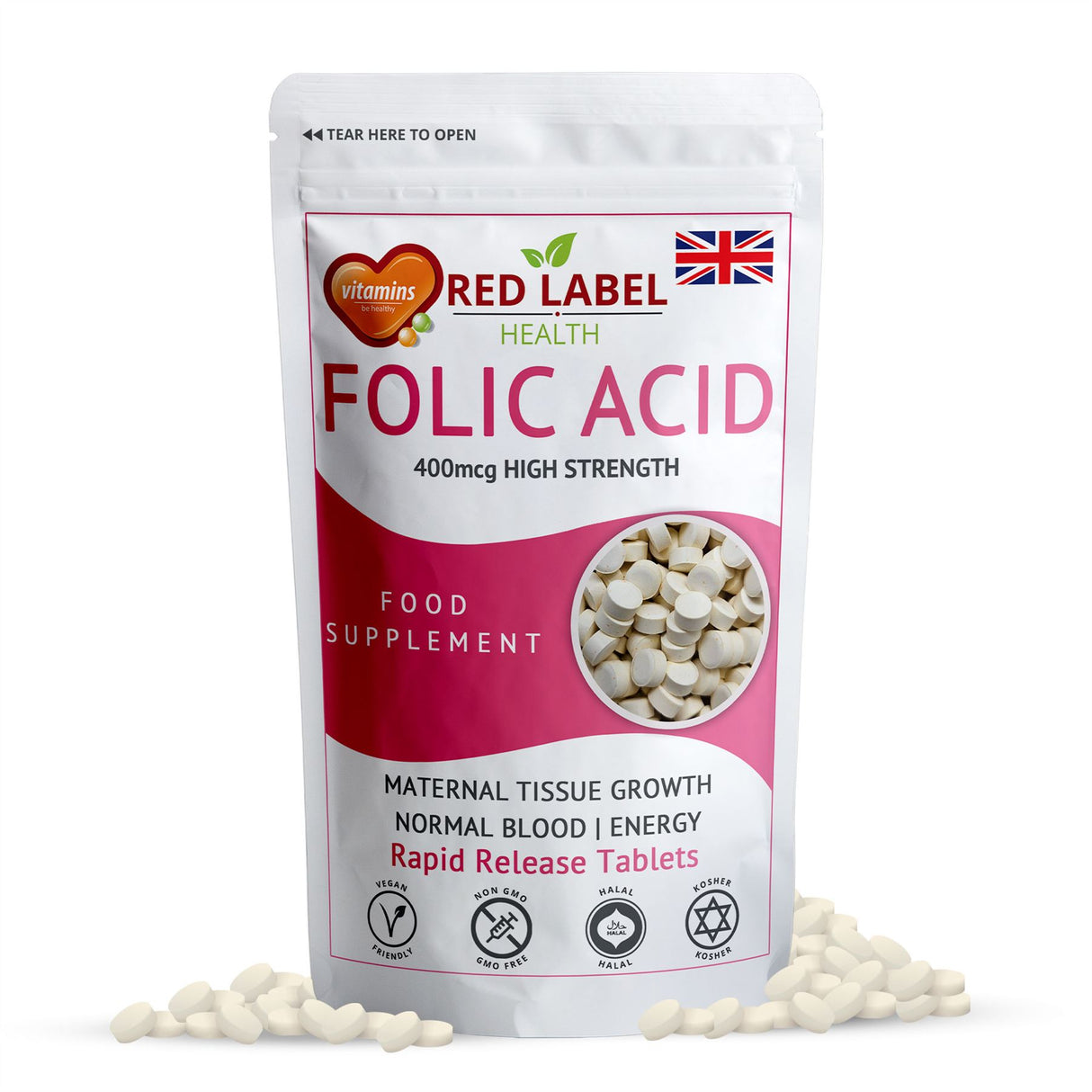 Folic Acid 400mcg - 180 Tablets