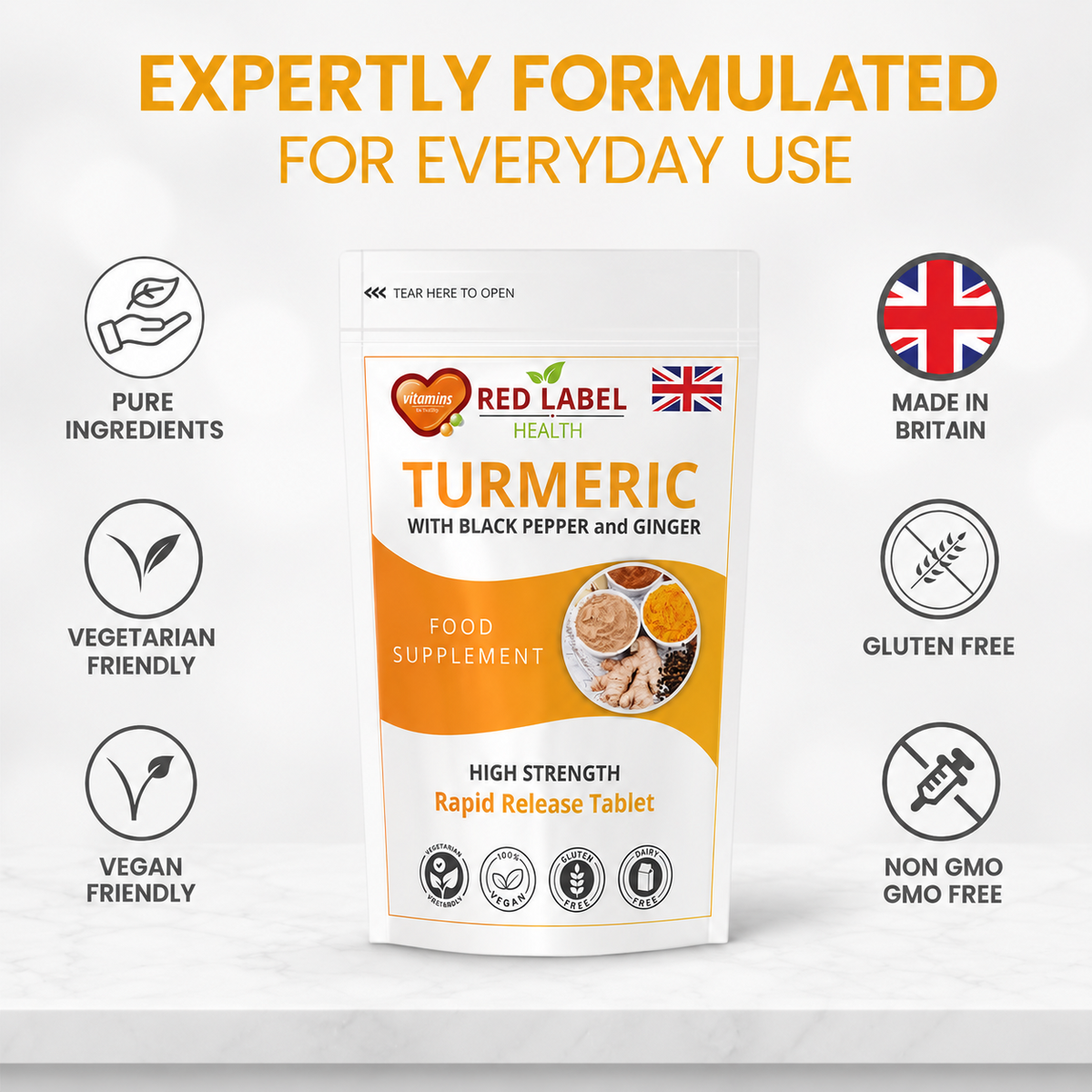 Turmeric Tablets 2620mg with Black Pepper & Ginger