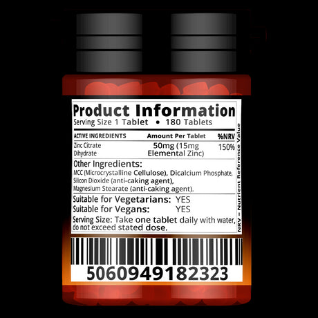 Zinc Citrate 50mg - 180 Tablets