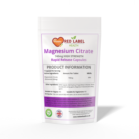 Magnesium Citrate 740mg - 90 Capsules High Strength Fatigue & PMS
