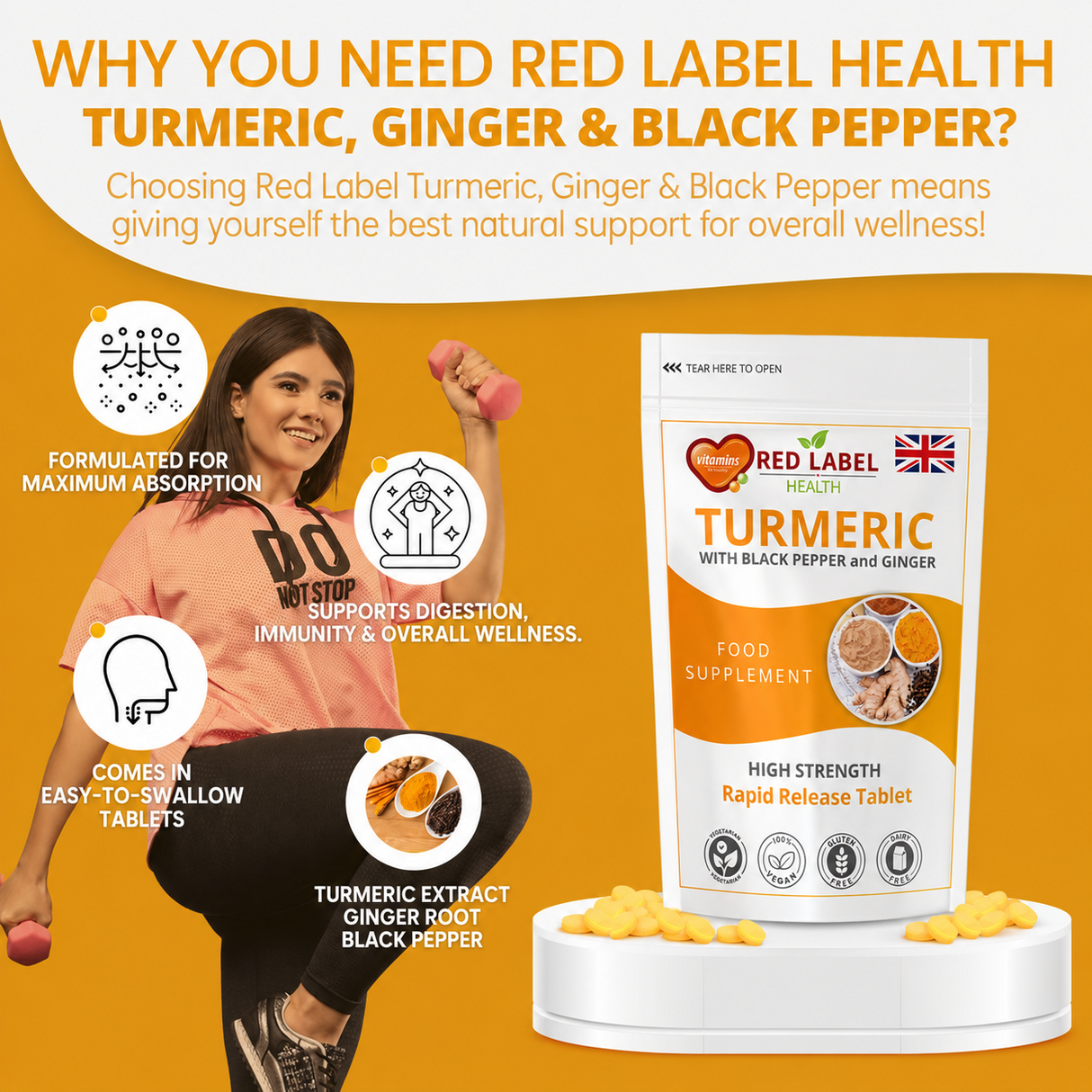 Turmeric 120 Tablets 2620mg with Black Pepper & Ginger