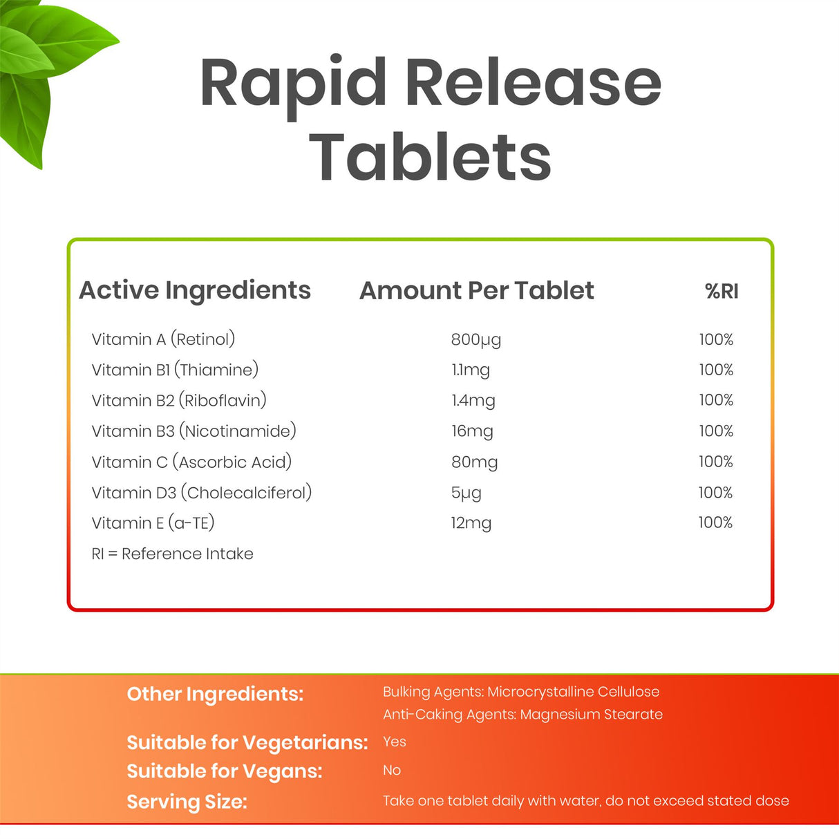 Multi Vitamins - 100 Tablets