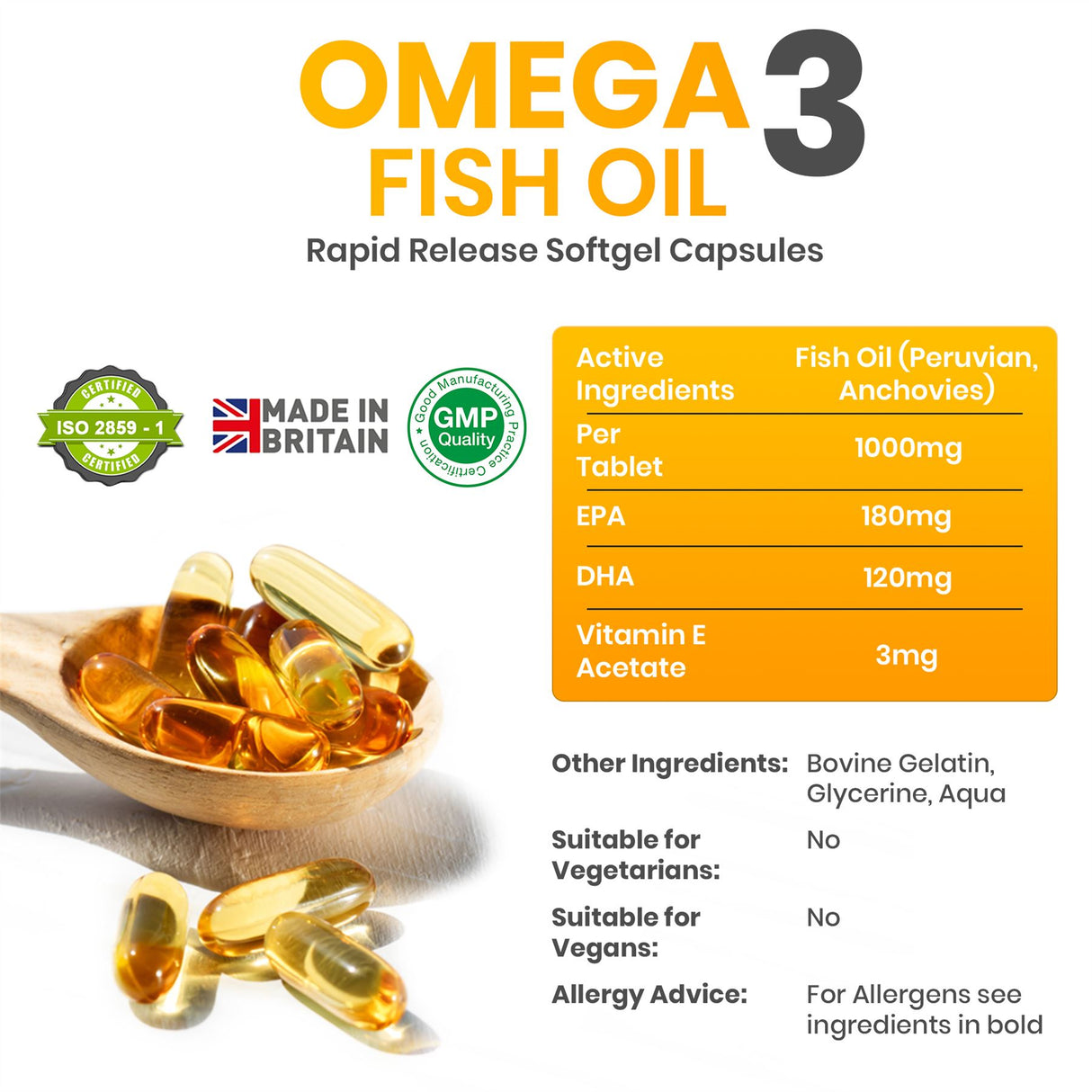 Omega 3 Fish Oil 1000mg - 270 Capsules