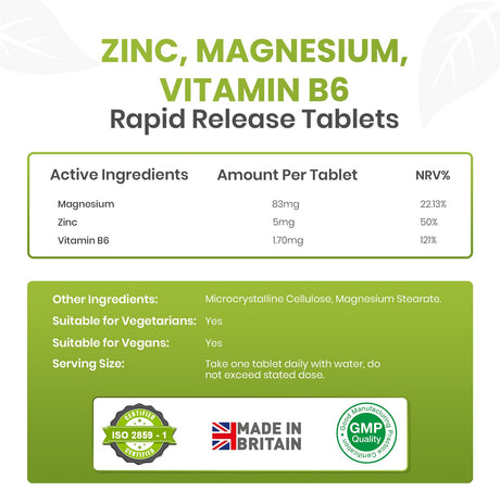 Zinc Magnesium Vitamin B6 - 200 Tablets