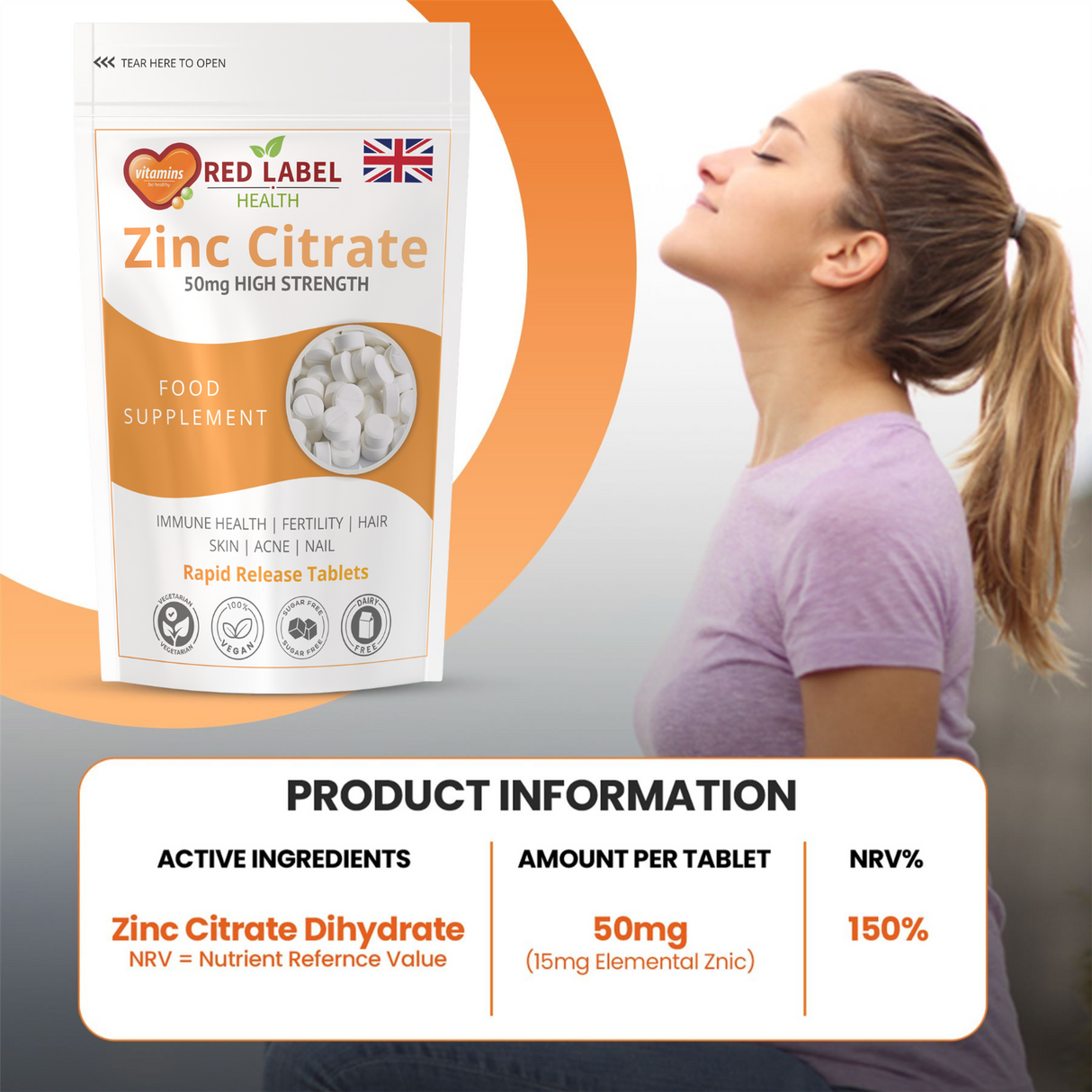 Zinc Citrate 50mg - 365 Tablets