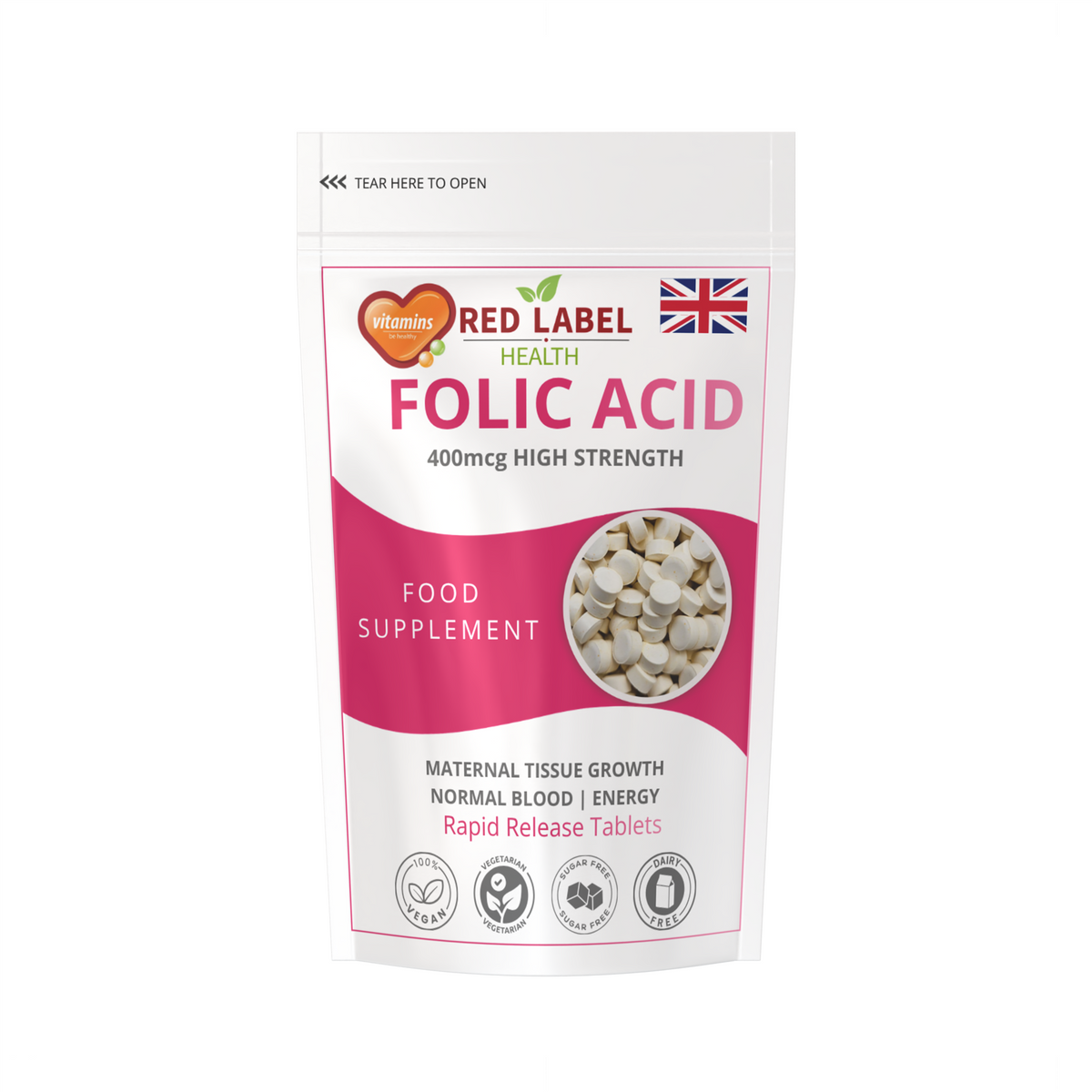 Folic Acid 400mcg - 180 Tablets