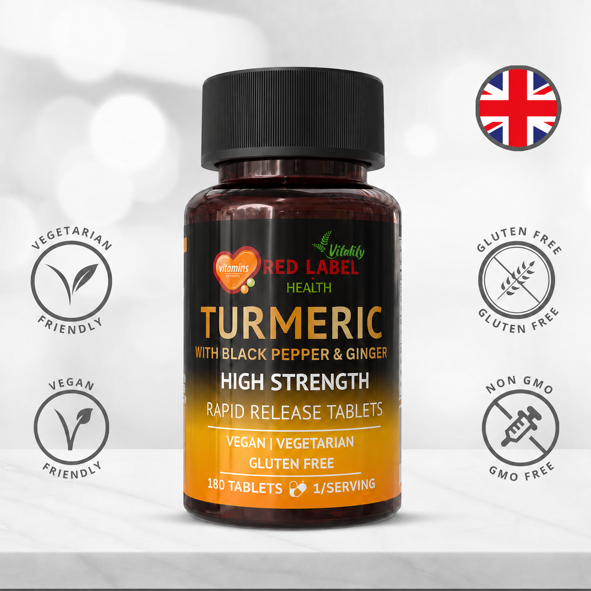 Turmeric 180 Tablets 2620mg with Black Pepper & Ginger