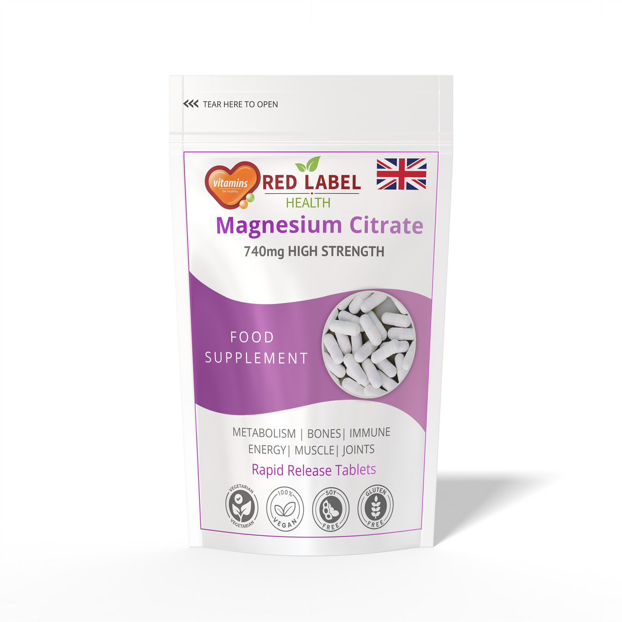 Magnesium Citrate 740mg - 90 Capsules High Strength Fatigue & PMS