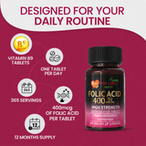 Folic Acid 400mcg - 365 Tablets